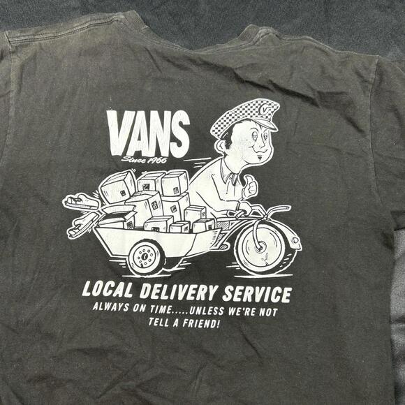 Vans Other - Vans Unisex T-Shirt Size M Black White Short Sleeve‎ Back Graphic EUC